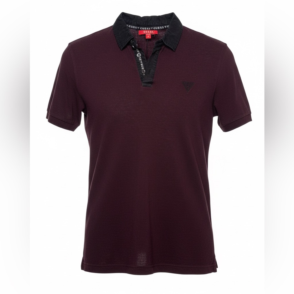 Guess Vintage Polo Shirt Burgundy/Black Size Medium LIKE NEW!